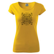 Sárga színű női póló liliom mintával