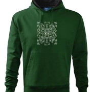Zöld színű kapucnis pulóver magyar mintával